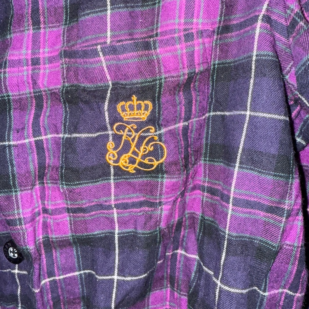 Purple Plaid Women's Sleep Shirt - Picture 2 of 3